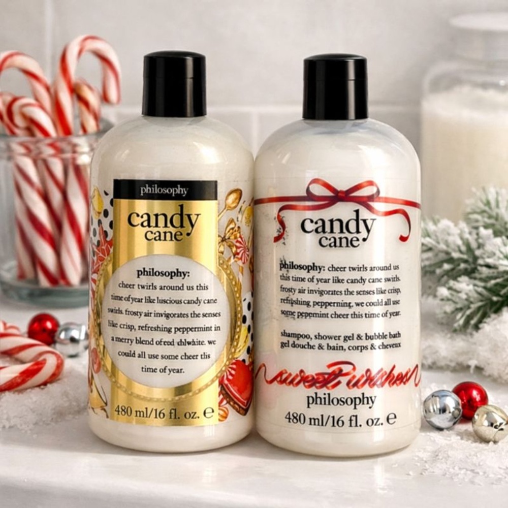 Philosophy Candy Cane Sweet Wishes 2pc Shower Gel Bubble Bath Set 16oz Xmas